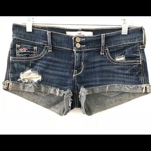 Hollister destroyed medium wash jean shorts